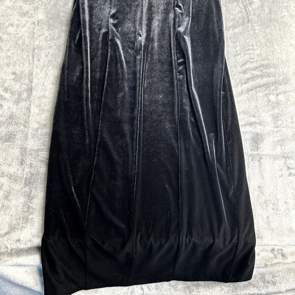 Vintage 90s Velvet Maxi Dress Short Sleeve Belted Goth Grunge Party 11/12 Witchy - Picture 9 of 11